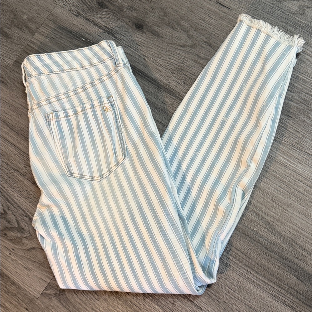 Jessica Simpson Blue and White Striped Skinny Jeans EUC